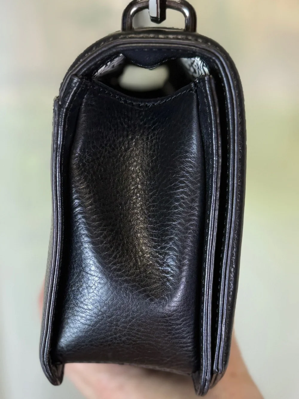 Rebecca Minkoff Love Black Chevron Leather Crossbody Gun Metal HW Like New